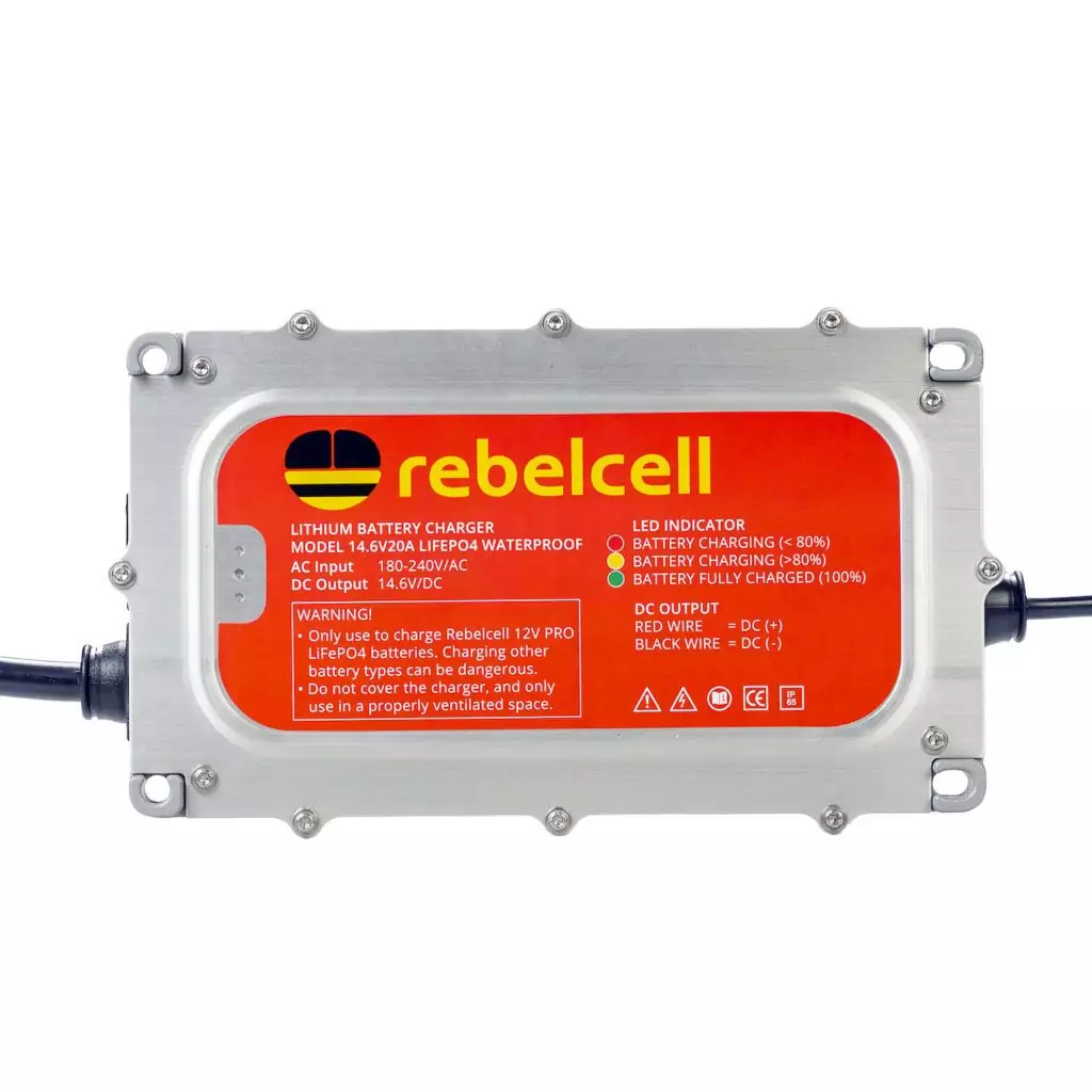 Rebelcell 14.6V20A LiFePO4 acculader waterdicht (ip65) - Afbeelding 2